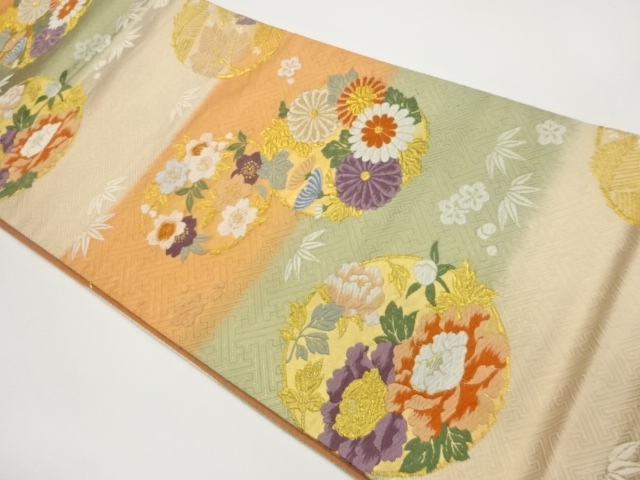 JAPANESE FUKURO OBI / WOVEN FLOWER ROUNDEL